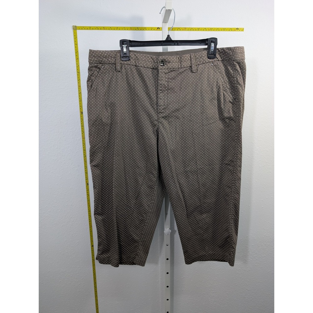 Khakis & Co Womens Brown Polka‎ Dot Cropped Capri Pants Size 18